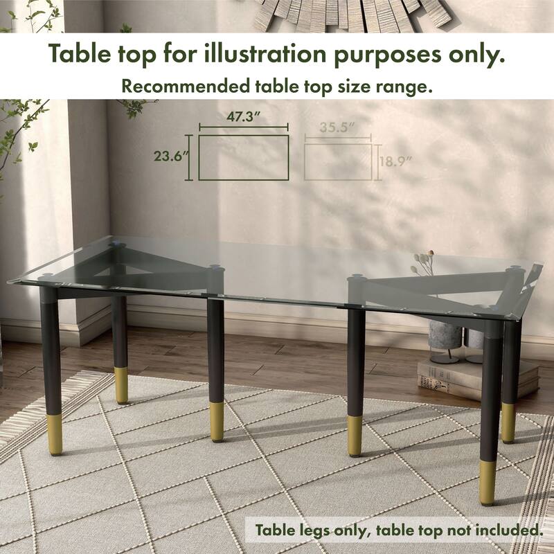 Furniture of America Mil Modern Tapered Black & Gold Table Legs for Coffee Table