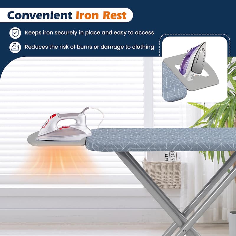 Gymax 48'' x 13.5'' Carbon Steel Ironing Table w/ 7-Level Height &