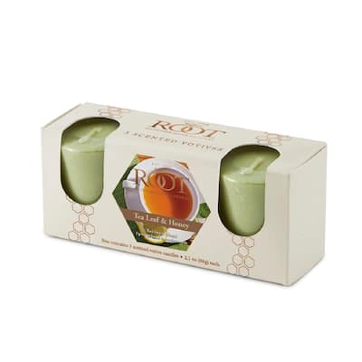 ROOT Candles Scented 20 Hr. Votive, Tea Leaf & Honey, box of 3 ea.