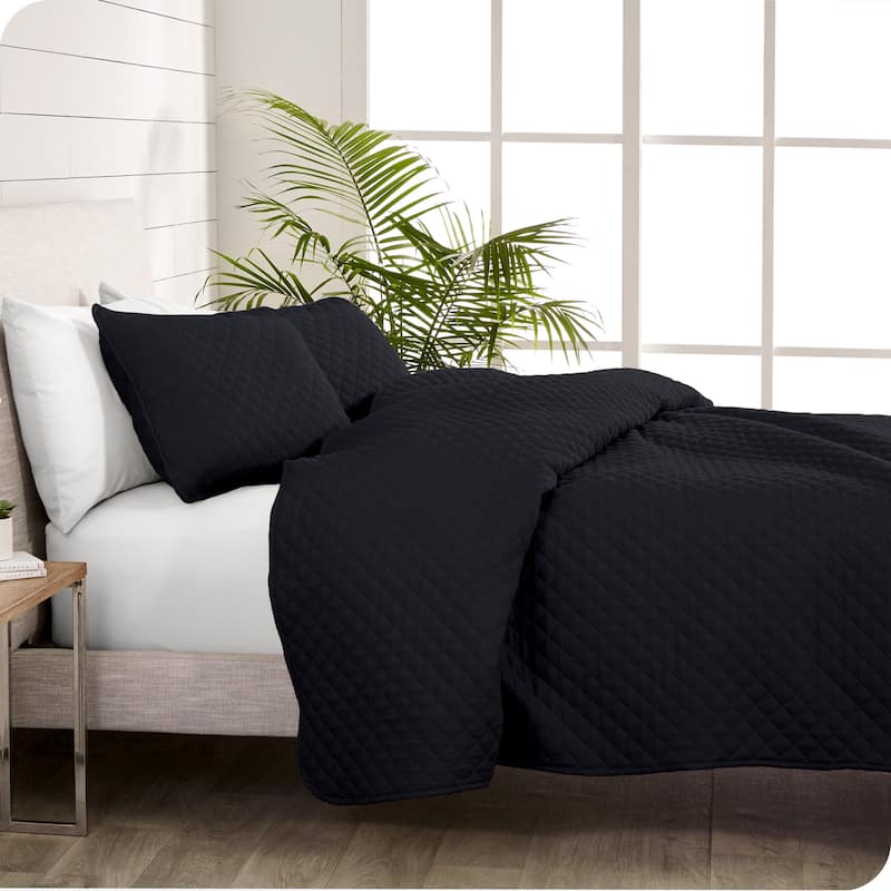 Bare Home Diamond Stitched Lightweight Microfiber Coverlet Set