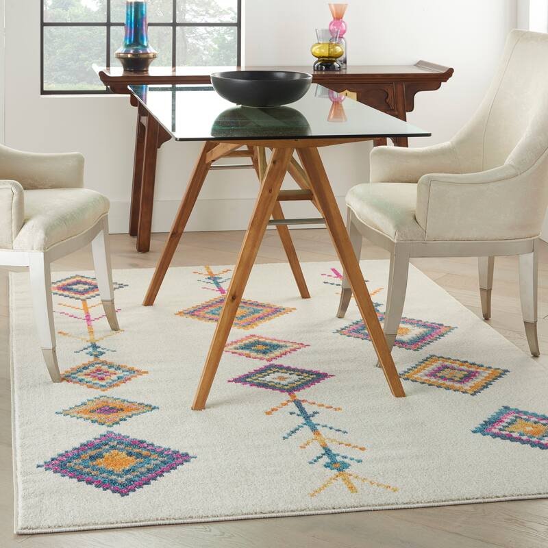 Nourison Passion Moroccan Geometric Tribal Area Rug - 5'3" x 7'3" - Ivory/Multi - Rectangle