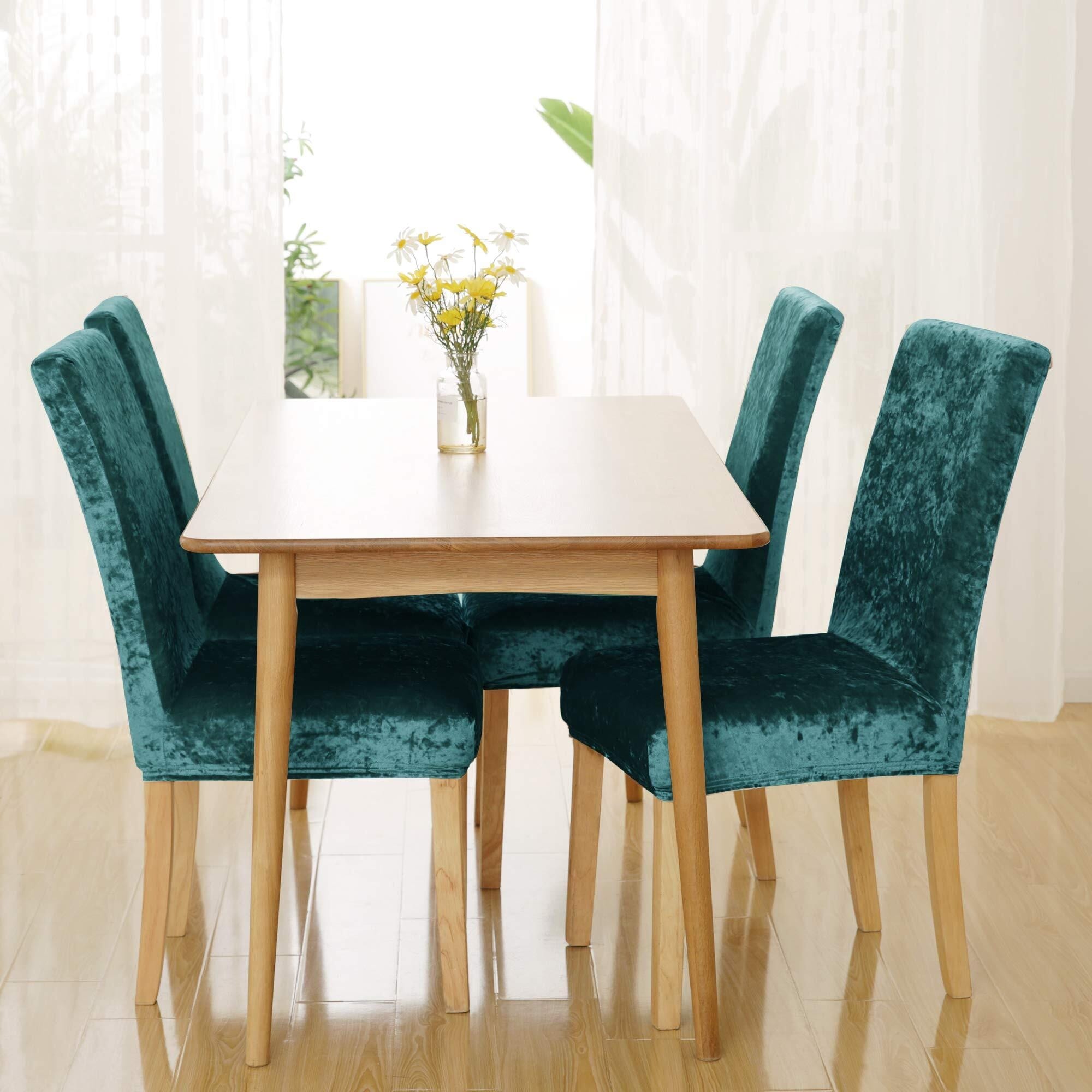 Deconovo Velvet Stretch Polyester Chair Slipcovers, Set of 4