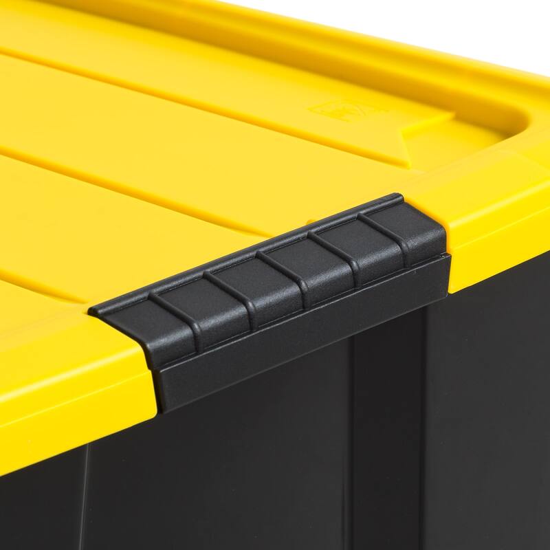 IRIS USA® Buckled Clear Box 60 Qt Buckle Lid - Yellow - Set of 6