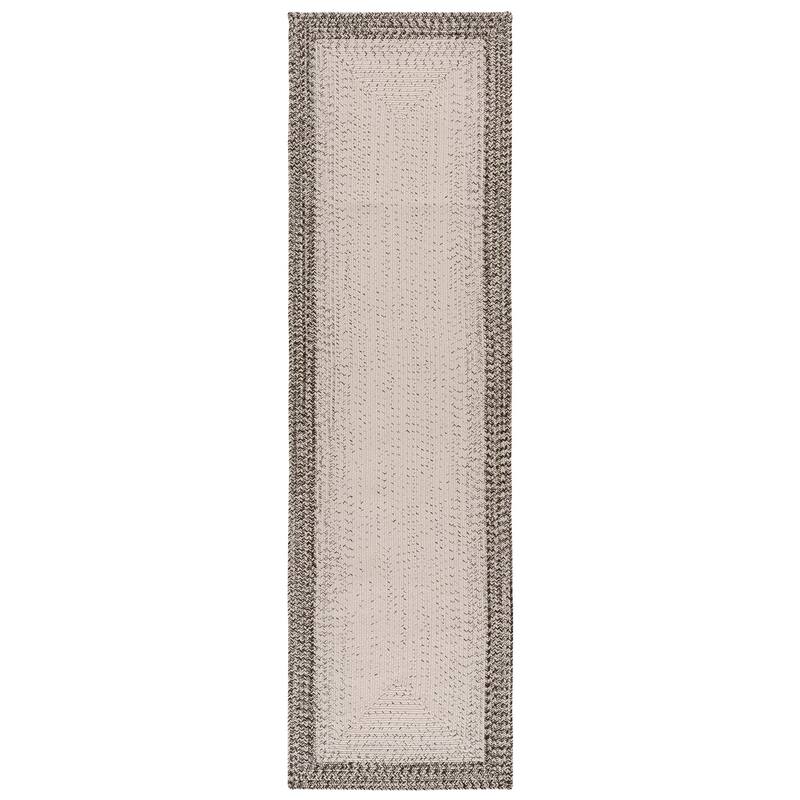 SAFAVIEH Handmade Braided Eiry Washable Indoor/Outdoor Rug - Weather Resistant & Easy Cleaning - 2'3" x 8' Runner - Ivory/Grey