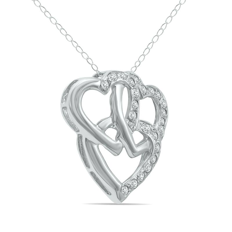 1/3 Carat TW Triple Heart Diamond Bouquet Pendant in 10K White Gold