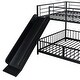 preview thumbnail 18 of 70, Metal Bunk Bed with Slide and Door, Twin Over Twin/Full Over Full Low Bunk Bedframe with Fence Guardrails and Ladder for 2 Kids