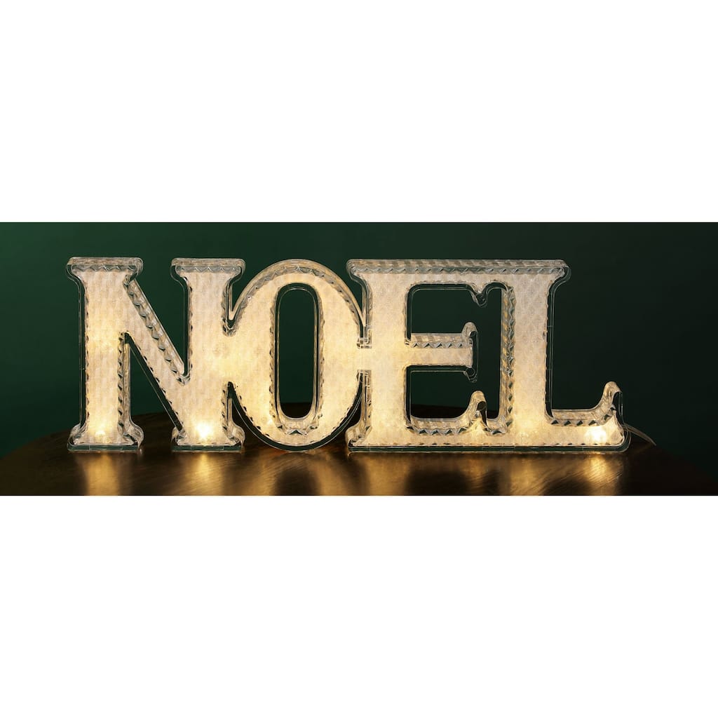 LED Lighted Glittered Noel Christmas Signs - 20" - Gold