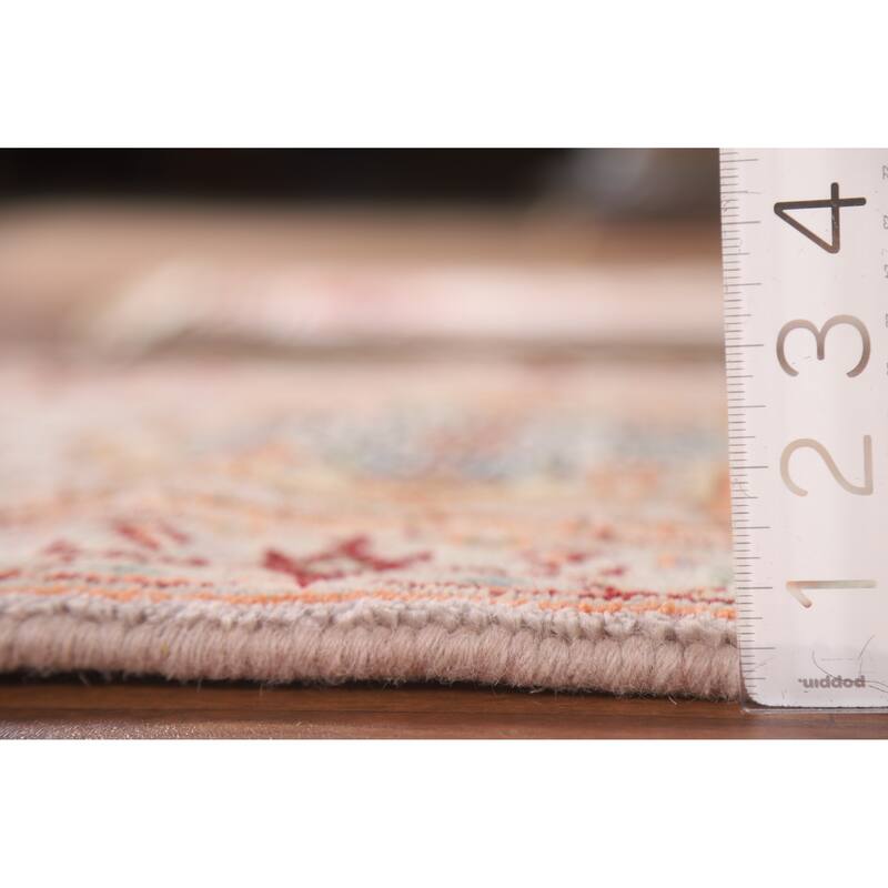 Geometric Heriz Serapi Indian Rug Hand-Knotted Grey Wool Carpet - 2'0"x 3'0"