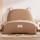 preview thumbnail 1 of 14, Twin Size Upholstered Platform Bed with Bear-Shaped Headboard and Footboard, Storage Pocket Design Brown