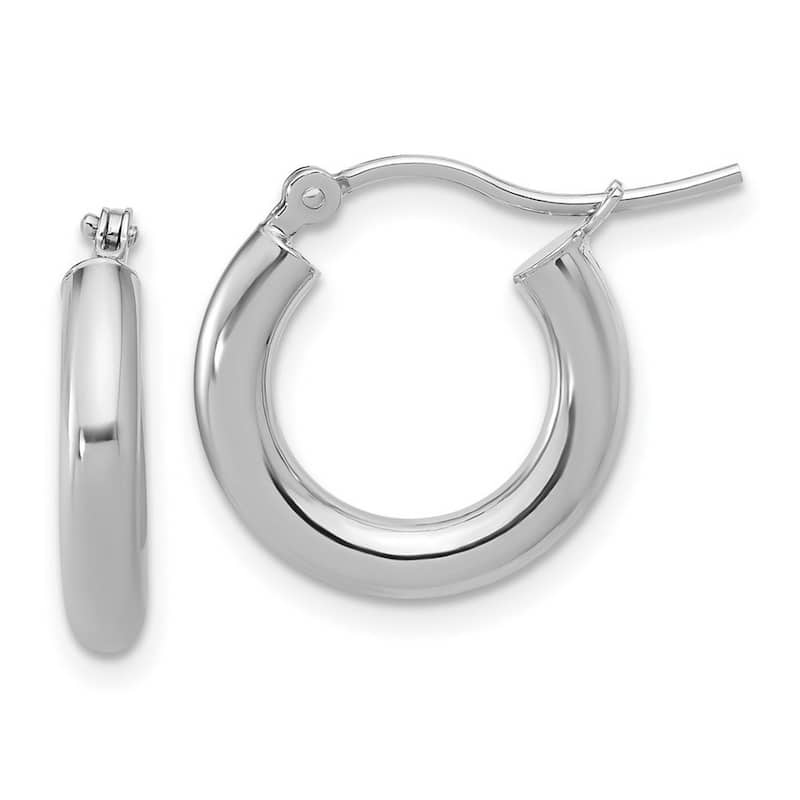 Curata 14k White Gold 3x16mm Classic Hoop Earrings