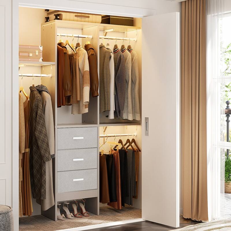 4FT Kid's Closet System with Fabric Drawers for Small Closet, Closet Organizer for Walk-in/ Reach-in Closet