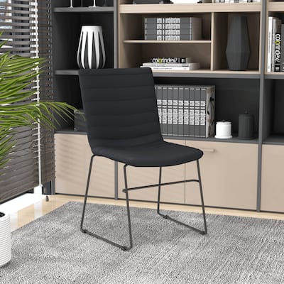 Zylar Modern Leather Guest Chair with Lumbar Support, Stainless Steel Base, High-Density Foam, Floor Protectors, 300 lb Capacity