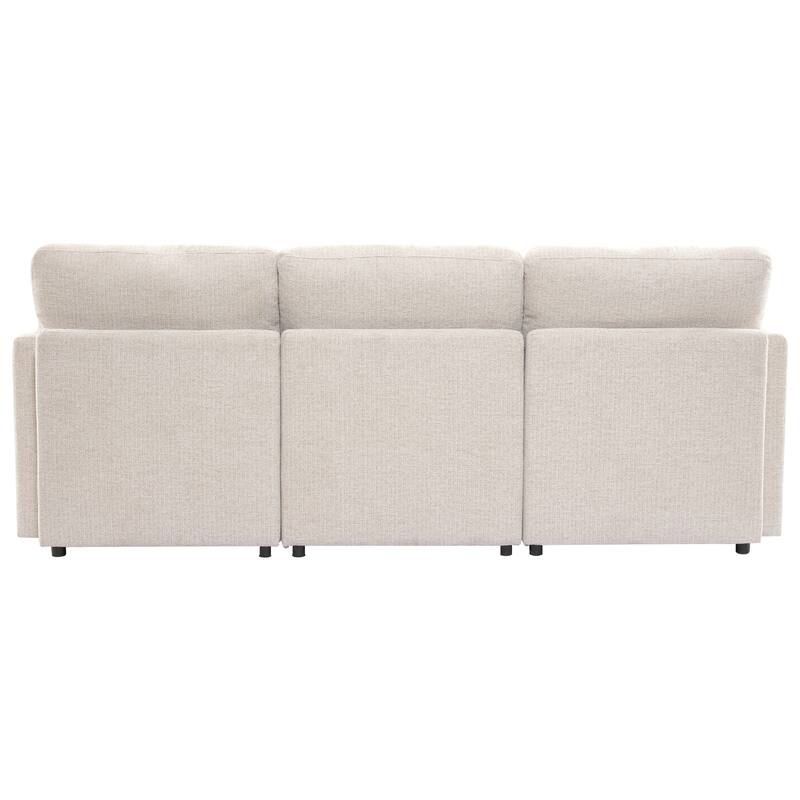 L-Shaped Modular Sectional Sofa Convertible U-Shaped Sofa Bed with Movable Ottoman and 2 USB Ports, 2 Pillows, Chenille 5 Seat