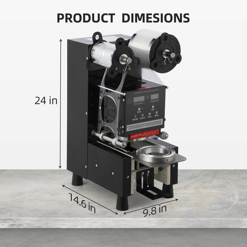 Cup Sealing Machine, Full Automatic Cup Sealer Machine 3.54"/3.74", Digital Control LCD Panel Cup Sealer Machine