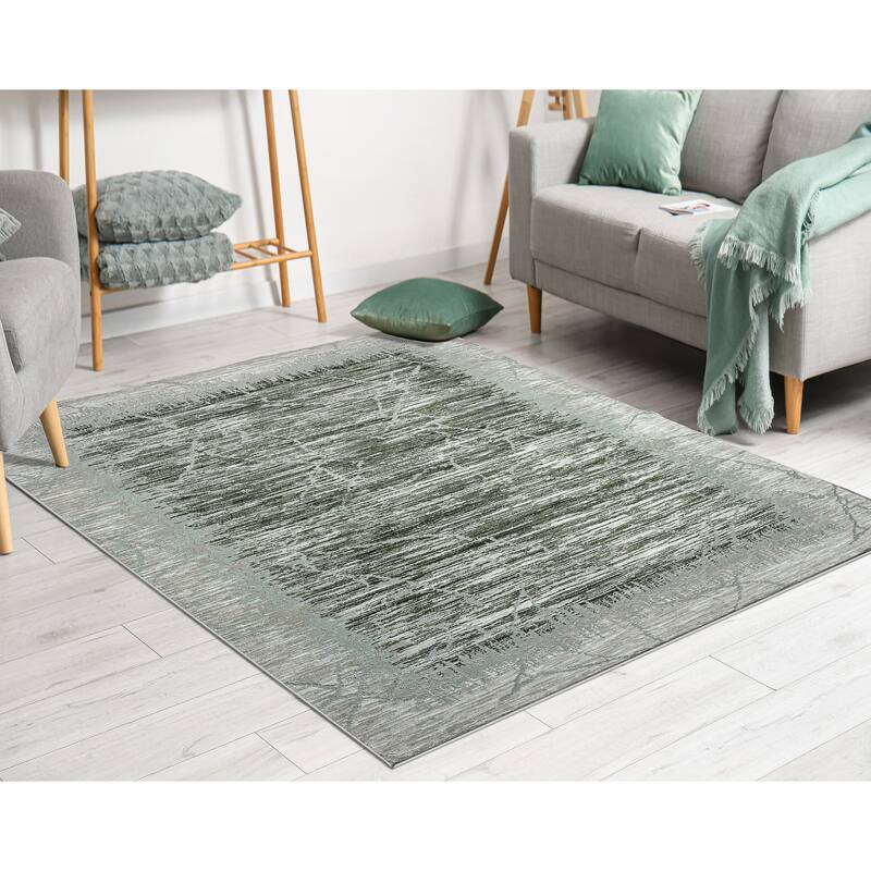 Admire Home Living Sognatore 1229 Transitional Crackled Area Rug - 3'3" X 4'11" - Green