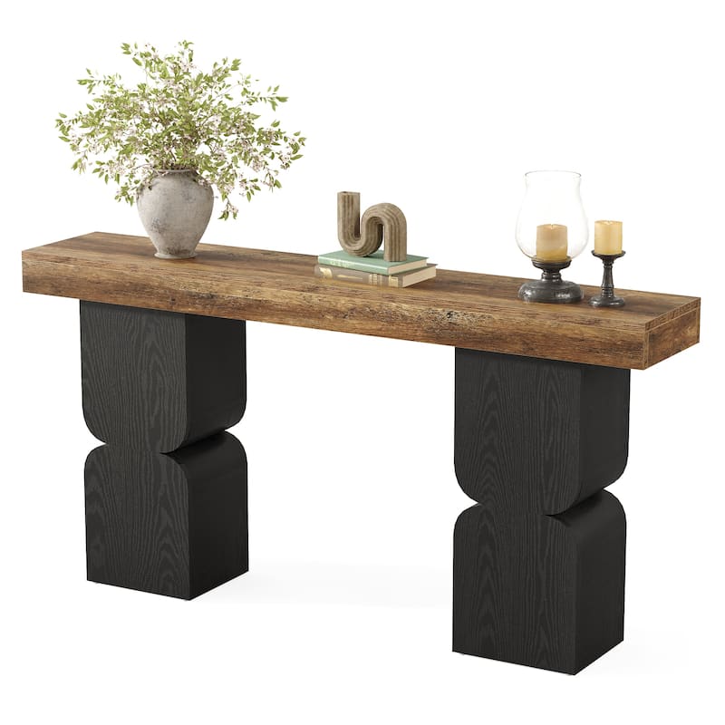 Two-tone Wood Console Table for Entryway Living Room - 11.8" D x 63" W x 31.5" H