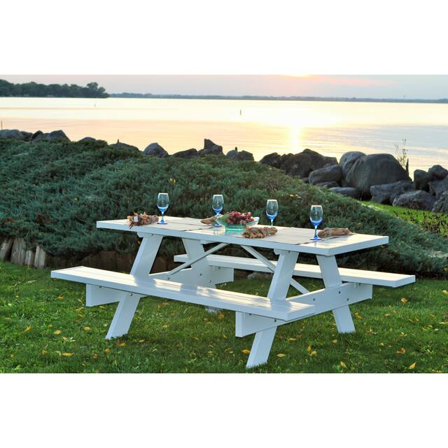DuraTrel 6' White Vinyl Picnic Table - N/A