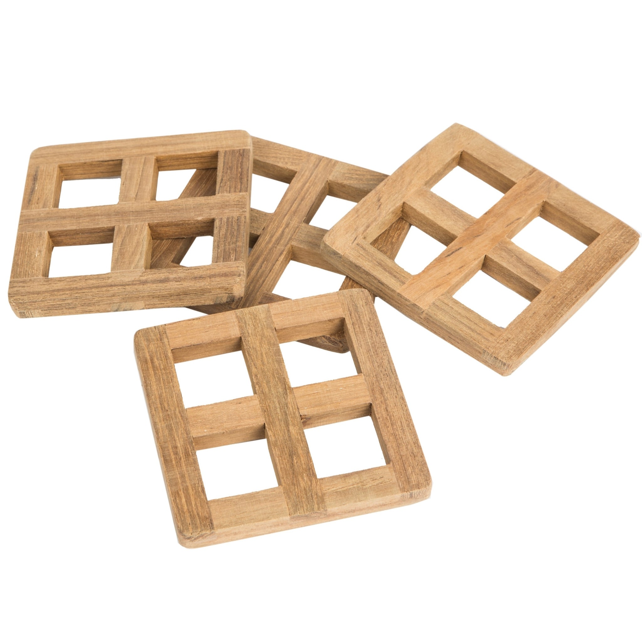 HomeRoots set of four 3.00 " Square Wood Coaster - 3.00 in. x 0.50 in. x 3.00 in.