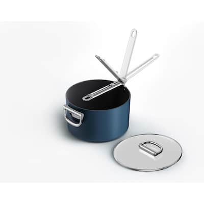 Joseph Joseph Space Ceramic Non-Stick 5.4 Qt. Saucepan with Folding Handle and Lid