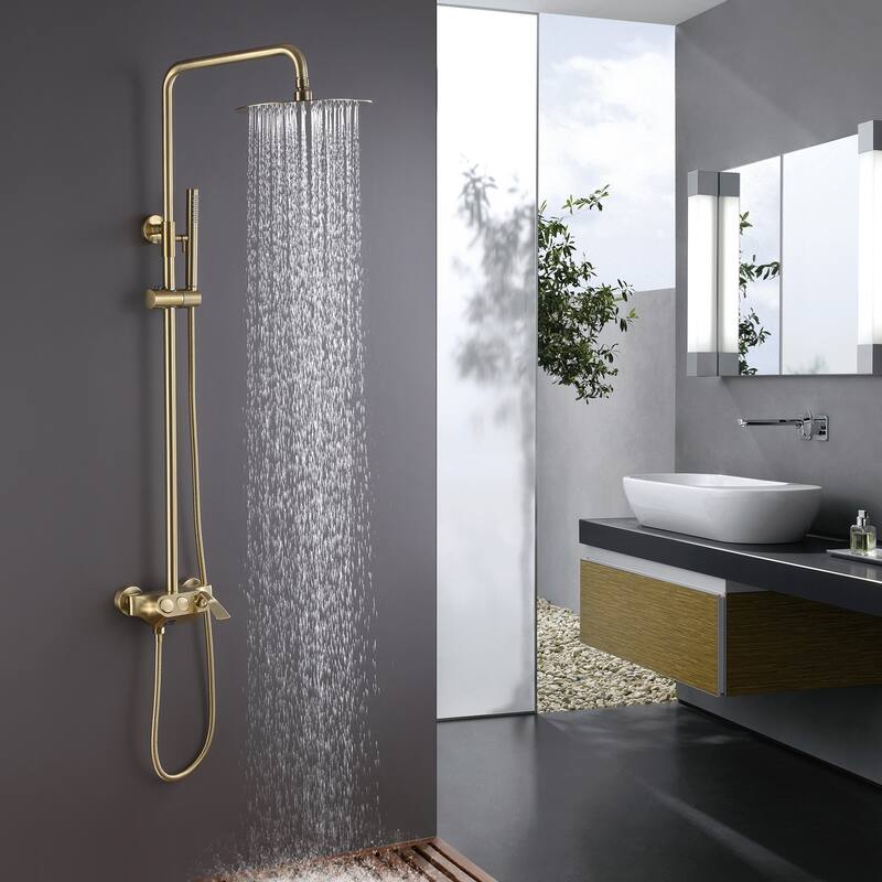 Exposed Bathroom Shower Combo - Gold