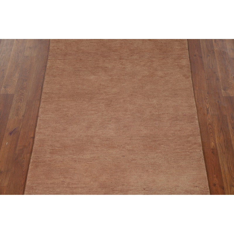 Brown Gabbeh Oriental Runner Rug Hand-Knotted Hallway Wool Carpet - 3'1"x 9'5"