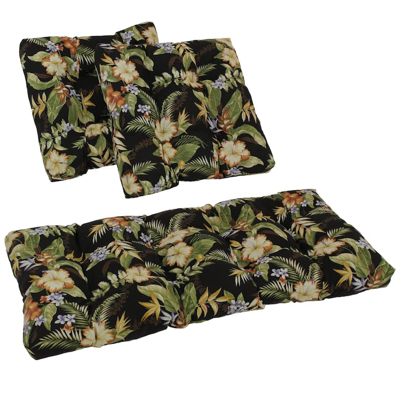 Tufted Indoor/Outdoor Settee Cushion Set (Set of 3) - Freeport Ebony