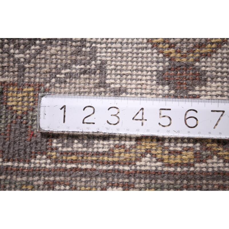 All-Over Gray & Ivory Oushak Indian Area Rug Handmade Wool Carpet - 8'1" x 9'9"