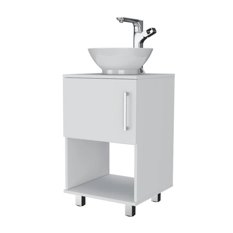 Freestanding Bathroom Vanity, One-Door Cabinet, Open Shelf, and Four Legs, 17.7-Inch - 17.7in L