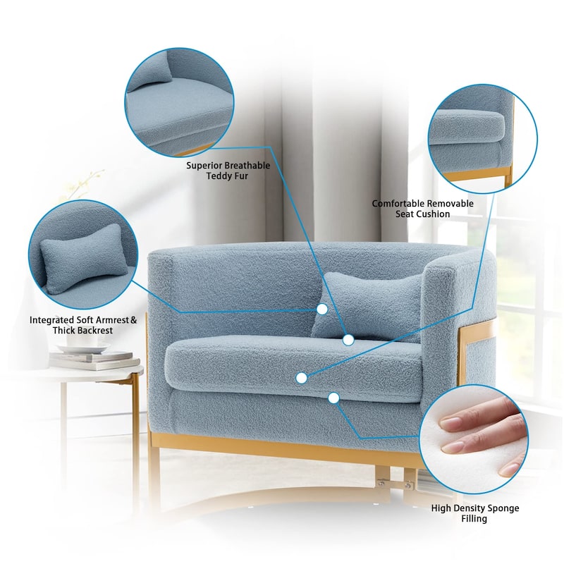 Accent Chair, Velvet Barrel Chair Modern Arm Chair for Living Room