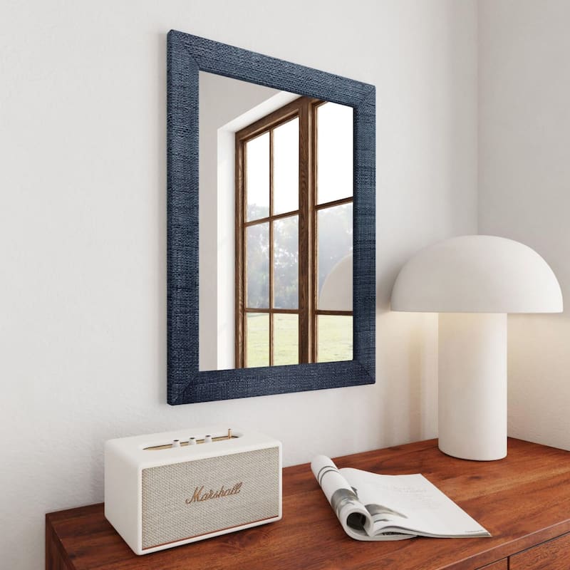 Indigo Road by Egypt Sherrod x East at Main Gia Raffia Rectangular Mirror - Navy-Blue