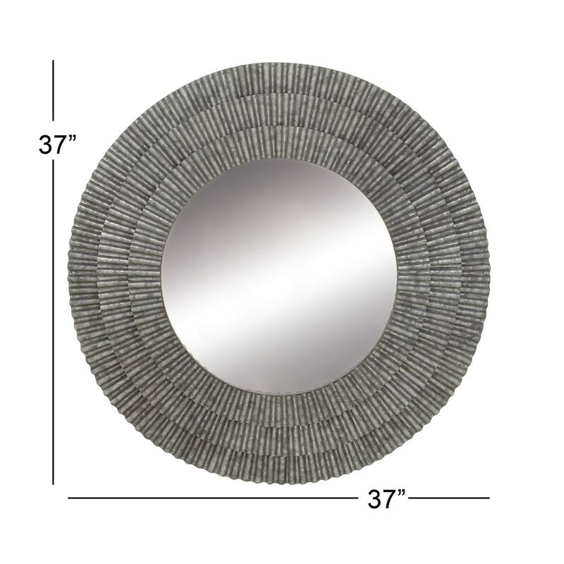 Metal Wall Mirror - Gray - Roche River Decor - 2"W x 37"L x 37"H