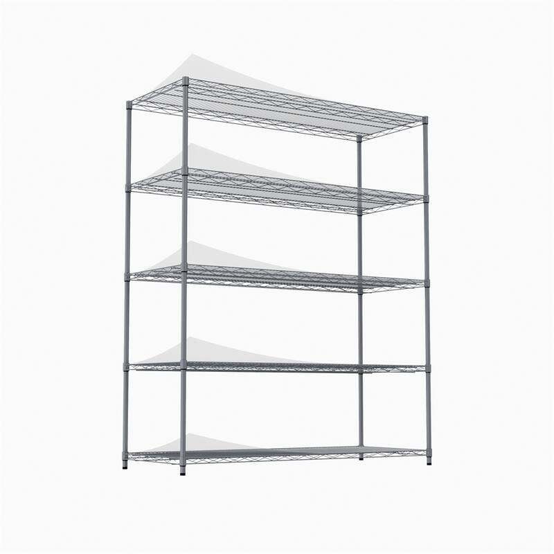 5 Tier Steel Heavy Duty Adjustable Shelves with Wheels and Feet