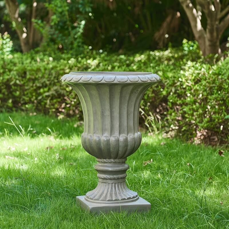 Classic Elegant Gray Urn Planter Pot for Patio Garden and Living Room - Grey