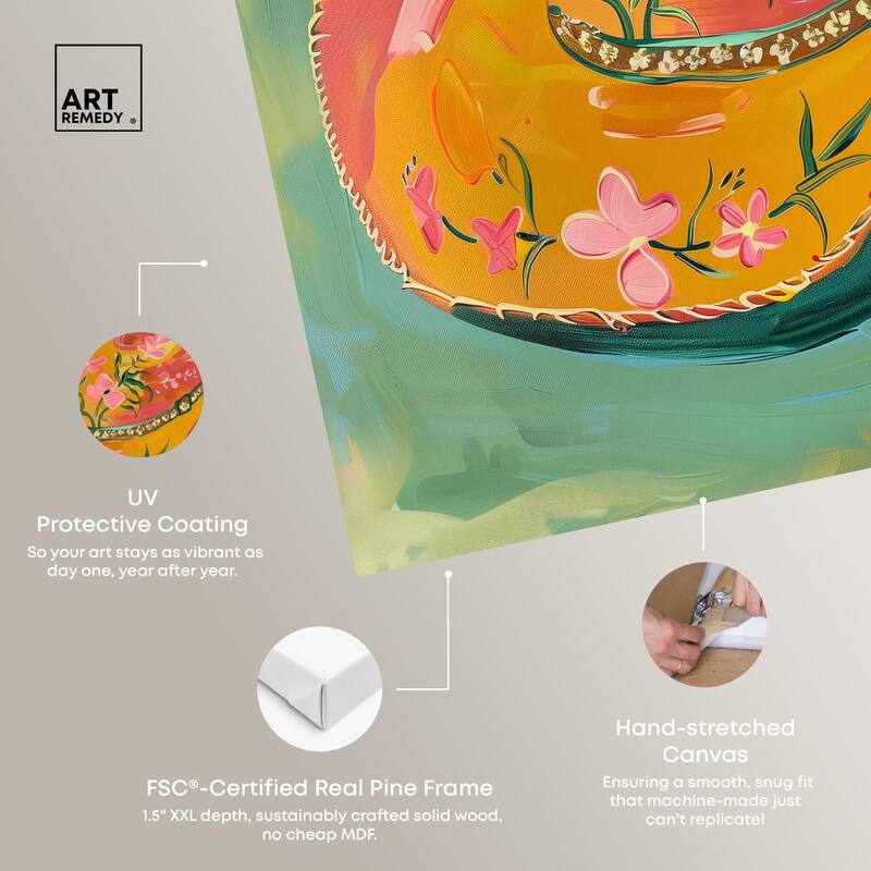 Wildflower Cowboy Hat Canvas by Art Remedy, Gallery Wrapped