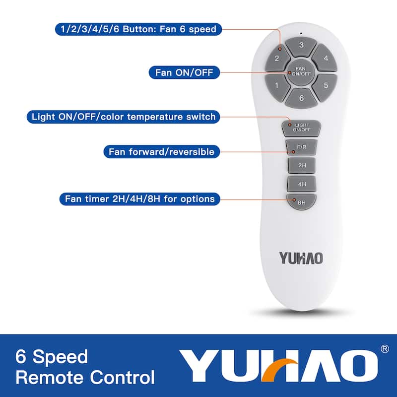 YUHAO Modern 42 in. Indoor Nickel Retractable Blades Ceiling Fan with Light Kit and Remote Control - 42 Inches