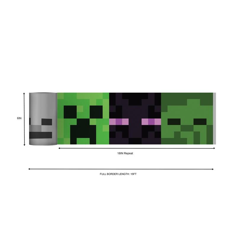 RoomMates Minecraft Hostile Mobs Peel and Stick Border