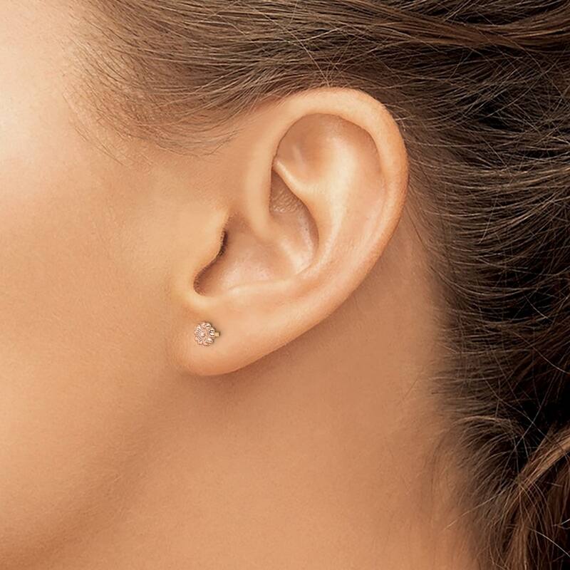 Curata 14k Rose Gold Girls Small 4.5mm Flower Post Earrings