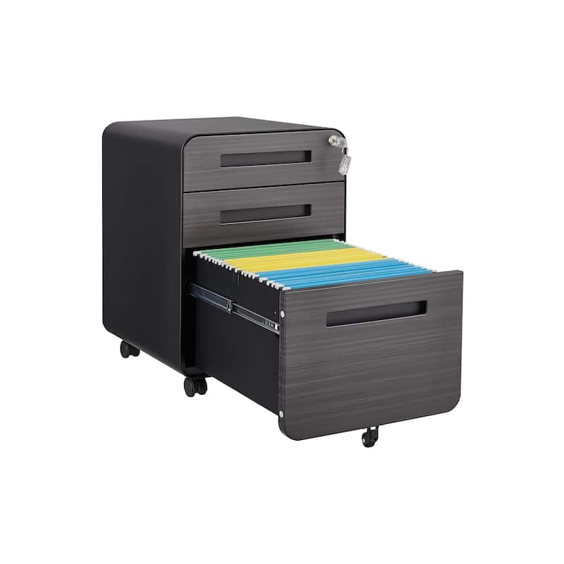 3 Drawer Mobile File Cabinet,Versatile Cabinet,5 Wheel Design Anti-Tilting Cold Rolled Steel Waterproof Moisture-Proof