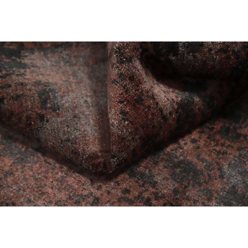 Hand Knotted Oriental Viscose Silk Carpet Modern Abstract Oranges & Rust Abstract Area Rug - 7' 9'' X 5' 9''
