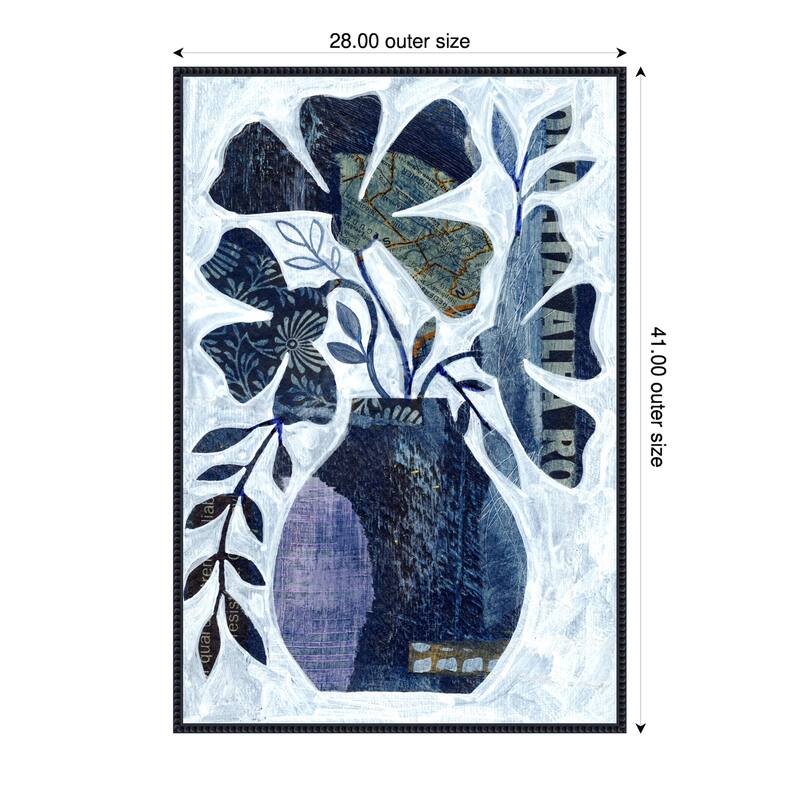 Indigo Blue Still Life No 2 by Susan Black Framed Canvas Wall Art Print - 28 x 41 in