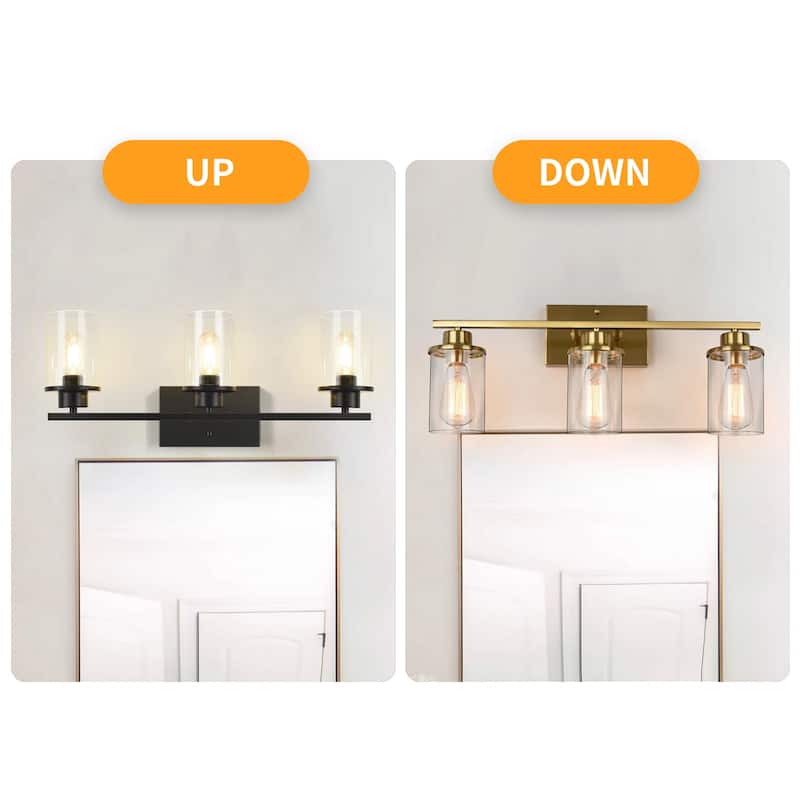 Starsky 3-Lights 23in Dimmable Bathroom Vanity Light Modern Wall Sconce Lighting with Glass Shade