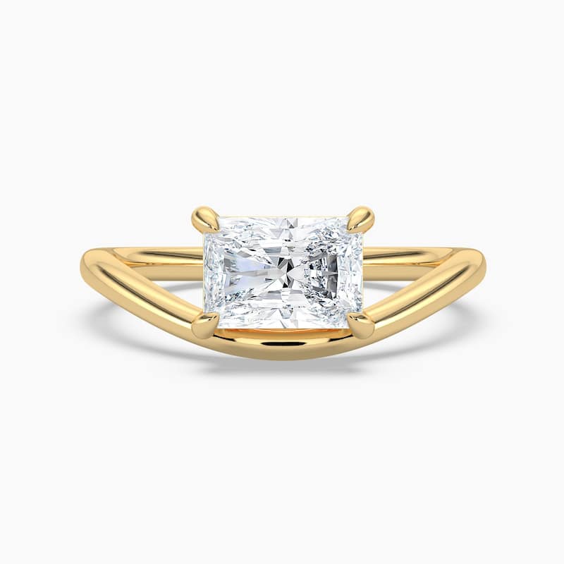 Auriya 14K Gold Lab Grown Diamond Radiant Cut Curved Solitaire Engagement Ring 1.00 - 5.00ct. tw. (F-G, VS) - 2.00 carats - 4 - Yellow