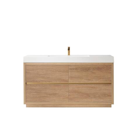 Huesca 60" Single Sink Bath Vanity with White Sink Top
