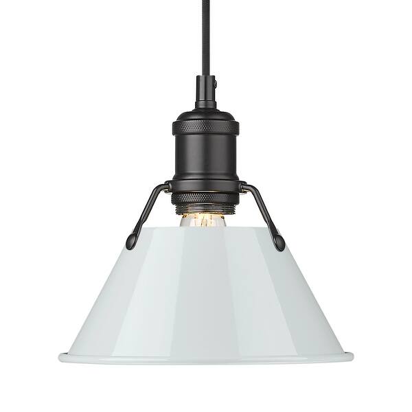 slide 2 of 2, Yep by Golden Lighting Orwell 1-light 8in Pendant in Matte Black and Dusky Blue shade