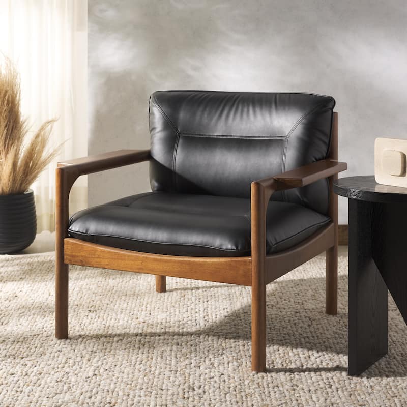 SAFAVIEH Couture Phylis Vegan Leather Accent Chair - 32"W x 31"D x 30"H - Black/Brown