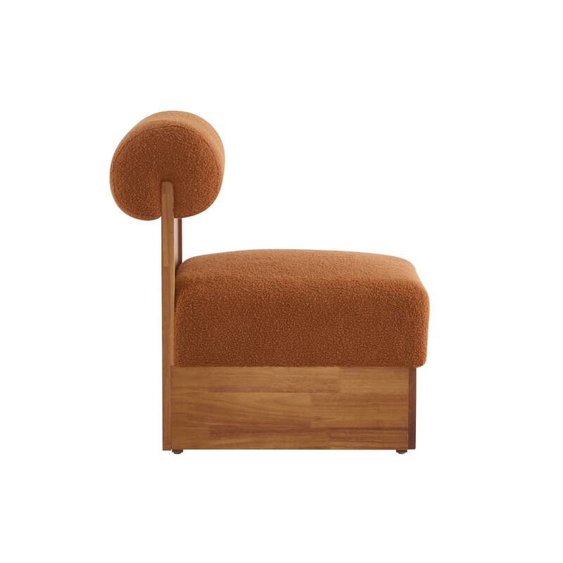 Modern Boucle Lounge Chair with Solid Wood Frame and Rolled Backrest, Soft and Durable Boucle Upholstery