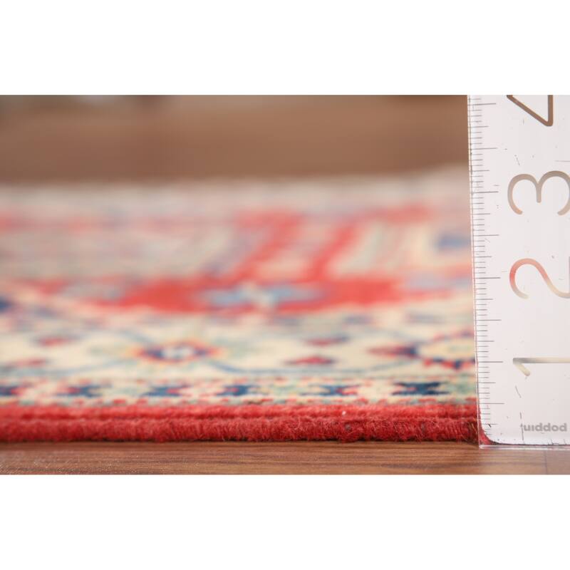 Geometric Kazak Runner Rug Hand-Knotted Wool Carpet - 2'8" x 10'1"