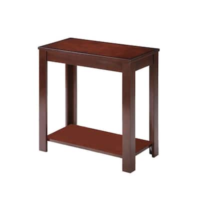 24" Narrow Wood Side Table with Bottom Shelf Rectangular End Table for Bedroom or Living Room - 24"L x 12"W x 24"H