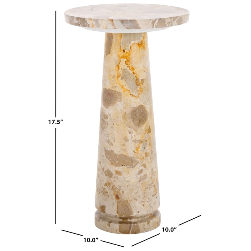 SAFAVIEH Couture Jose Round Marble Accent Table - 10"W x 10"D x 18"H - Beige