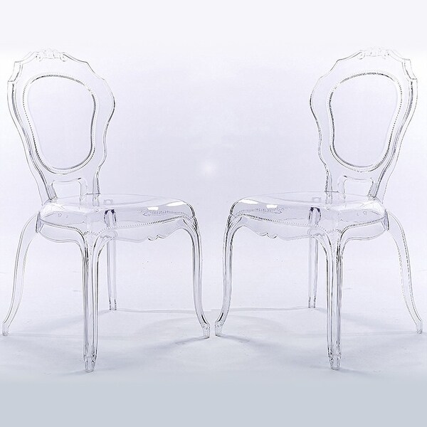 Set of 2 Modern Crystal Clear Transparent Dining Living Room